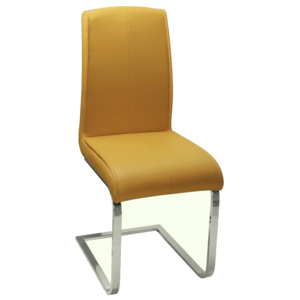 Jídelní židle Gordon, ekokůže tmavě žlutá, chrom