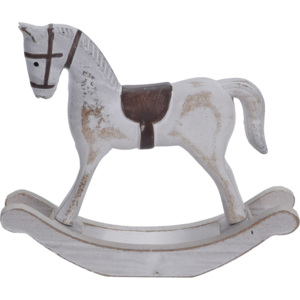 Dekorační houpací kůň Flavio bílá, 13,5 cm