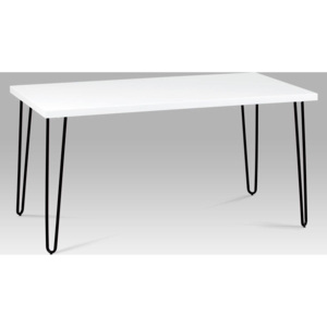 Jídelní stůl 150x80 cm, bílý mat / černý kov GDT-561 WT Art