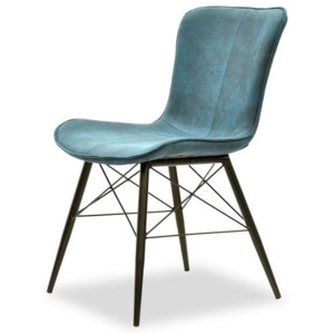 Stylová jídelní židle PAROT modrá vintage, černá