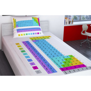 Glamonde luxusní saténové povlečení Period s pestrobarevnou periodickou tabulkou chemických prvků. 140×200 cm