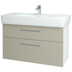 Dřevojas - Koupelnová skříň Q MAX SZZ2 100 - N01 Bílá lesk / Úchytka T01 / L04 Béžová vysoký lesk (144944A)