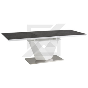 Jídelní stůl ALVIN II, 75x85x140-200, černá/bílý lesk