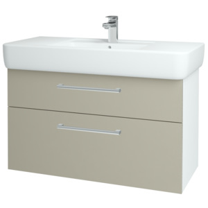 Dřevojas - Koupelnová skříň Q MAX SZZ2 100 - N01 Bílá lesk / Úchytka T03 / L04 Béžová vysoký lesk (144944C)