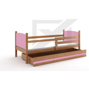 Dětská postel BRENEN + matrace + rošt ZDARMA, 90x200, olše, růžová
