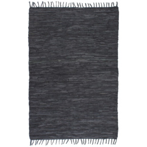 Ručně tkaný koberec Chindi kůže 80 x 160 cm šedý