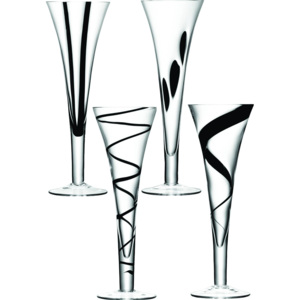 LSA JAZZ sklenice šampaňské, 250 ml, 4 ks, čirá/černá, Handmade G302-06-987 LSA International