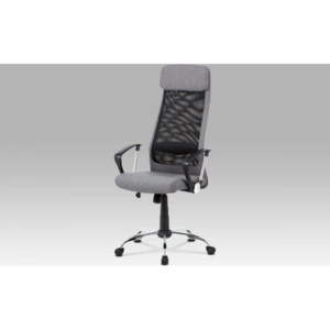 Kancelářská židle, šedá látka, černá MESH, houpací mech, kříž chrom KA-V206 GREY Art