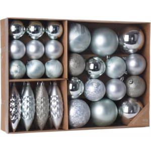 Sada vánočních ozdob Terme studená stříbrná, 31 ks