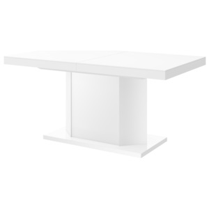 Jídelní stůl AMIGO 160 (bílá lesk) (Moderní rozkládací jídelní stůl ve vysokém lesku)