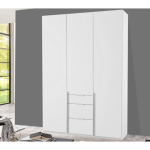 Šatní skříň se zásuvkami New York D, 135 cm, bílá/bílý lesk