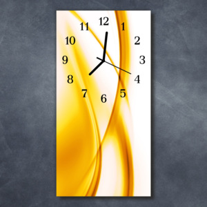 Nástěnné hodiny obrazové na skle - Abstrakt žlutý