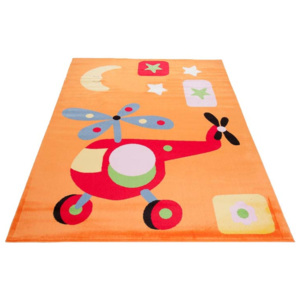Kusový koberec dětský J0290 - Vrtulník - oranžový-120x170 cm