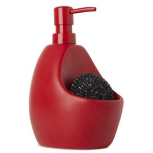 UMBRA JOEY dávkovač mycího prostředku s prostorem na drátěnku červený