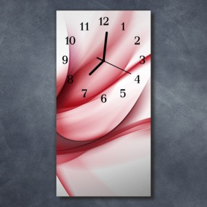Nástěnné hodiny obrazové na skle - Abstrakt růžový IV