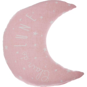 Růžový polštář, dekorativní polštář, polštář měsíc, měkký polštář, polštář s napisem - růžová barva, 30 x 27 cm