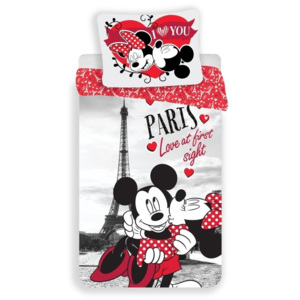Jerry Fabrics Povlečení Mickey and Minnie in Paris " I love you" 140x200, 70x90 cm
