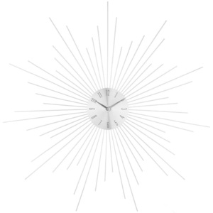 Kulaté hodiny, nástěnné hodiny, stříbrné hodiny SUN, barva stříbrná - Ø 50 cm