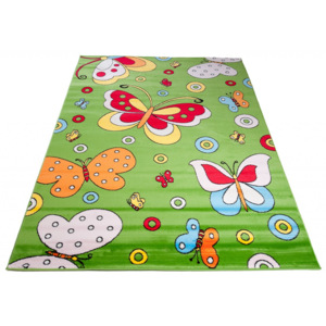 Kusový koberec dětský J0130 - Motýli - zelená-100x160 cm