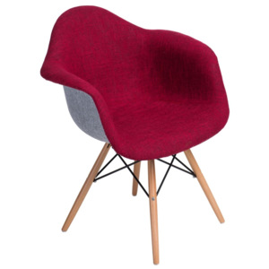 Mørtens Furniture Jídelní židle s dřevěnou podnoží Blom čalouněná, šedá/červená