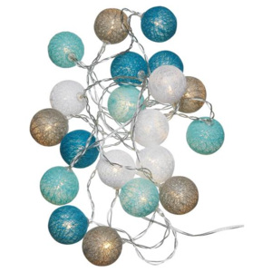 Světelný řetěz Cotton Balls mini bílá/šedá/tyrkysová 590926