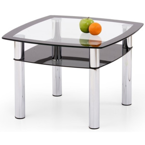 Halmar Konferenční stolek SALOME KWADRAT, bezbarvé sklo s černým rámem