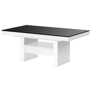 Konferenční stolek AVERSA LUX (černá lesk/bílá lesk) (Moderní konferenční stolek s výsuvem a rozkladem ve vysokém lesku)