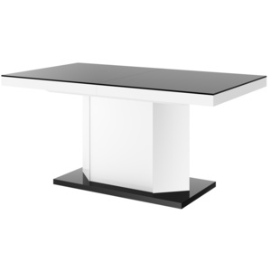 Rozkládací jídelní stůl AMIGO (černo-bílá) + (Moderní rozkládací jídelní stůl ve vysokém lesku)