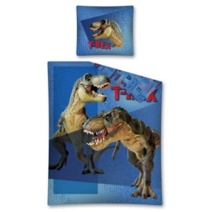 Detexpol povlečení bavlna Dino Tyranosaurus Rex modrý 140x200 + 70x80 cm