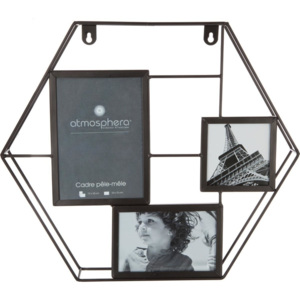 Obdélníkový rámeček pro 3 fotky,fotorámeček, rámeček na fotky - mini galerie na fotky, 35x40 cm, černá barva