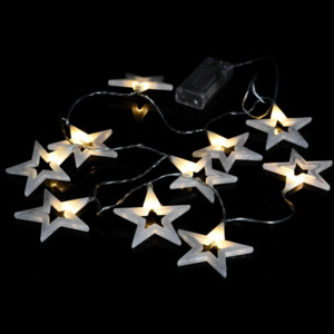 Nexos 57422 Vánoční dekorativní osvětlení - třpytivé hvězdy - 10 LED teple bílé