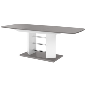 Jídelní stůl LINOSA 3 - 140 (šedá lesk/bílá lesk) ( Moderní rozkládací jídelní stůl ve vysokém lesku)