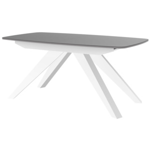 Jídelní stůl MAKANI (šedo-bílá) + (Moderní rozkládací jídelní stůl ve vysokém lesku)