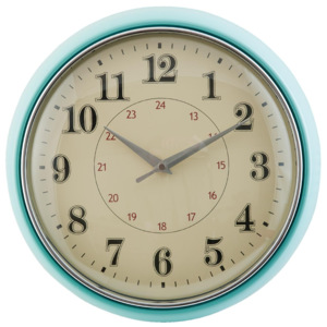 Nástěnné retro hodiny pastel mint - Ø 28*8 cm Clayre & Eef