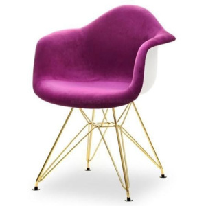 Jídelní židle-křeslo TAMPA fialová-zlatá