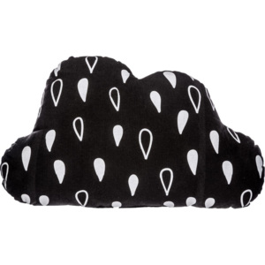 Bavlněný polštář, dekorativní polštář, polštář oblako, měkký polštář, polštář s napisem - černobílá barva, - 48 x 30 x 7 cm