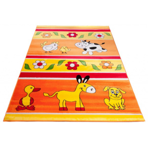 Kusový koberec dětský J0090 - Farma - oranžová-80x150 cm