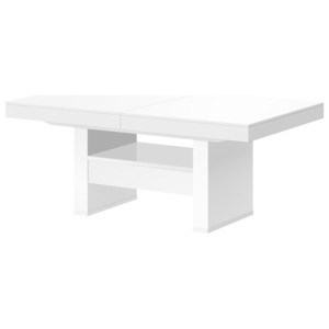 Konferenční stolek AVERSA LUX (bílá lesk) (Moderní konferenční stolek s výsuvem a rozkladem ve vysokém lesku)