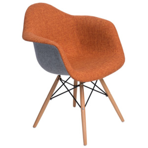 Mørtens Furniture Jídelní židle s dřevěnou podnoží Blom čalouněná, šedá/oranžová