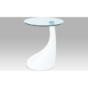 Odkládací stolek, sklo / bílý plast ACT-706 WT Art