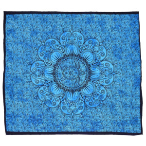 Přehoz s karetou, modrá batika, 200x220cm
