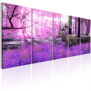 Vícedílný obraz - jelen v lese (200x80 cm) - Murando DeLuxe