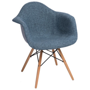 Mørtens Furniture Jídelní židle s dřevěnou podnoží Blom čalouněná, šedá/modrá