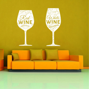 Samolepky na zeď - Skleničky vína (Rozměr: 84x90 cm)