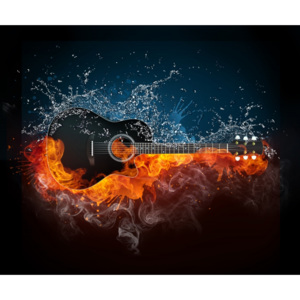 Plakát - Ohnivá kytara (Rozměr: 90x75 cm)