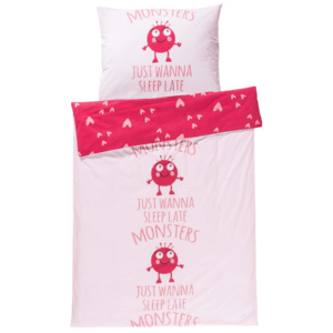 MERADISO® Dětské flanelové ložní prádlo, 140 x 200 cm (světle růžová)