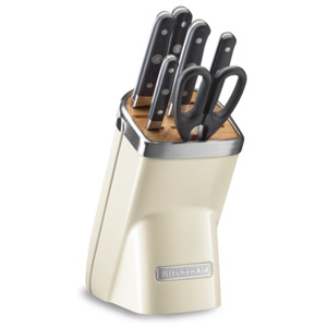 KitchenAid Sada nožů s blokem, ocílkou a nůžkami 7dílná mandlová Professional