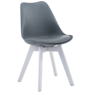 Židle Borne V2 plast / koženka, dřevené nohy bílá