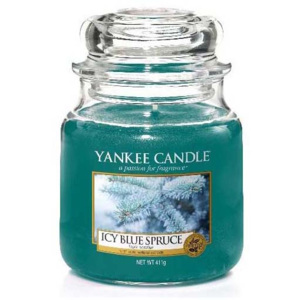 Yankee Candle - Icy Blue Spruce 411g (Svěží dech zimního lesa - kuličky jalovce, modrý smrk a lístky máty. Nádherná svěží zimní vůně.)