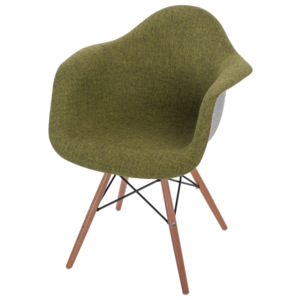 Mørtens Furniture Jídelní židle s dřevěnou podnoží Blom čalouněná, šedá/zelená